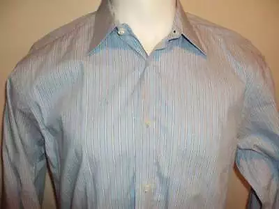 MISSONI Mens Blue Striped Dress Shirt 17/43 ITALY • $29