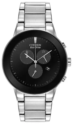 Citizen Eco Drive Axiom Men's Chronograph Black Dial 43mm Watch AT2240-51E • $124.99