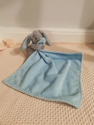 TJM Grey Bunny Rabbit With Blue Blankie Plush Baby Comforter Pure Baby • £8.95