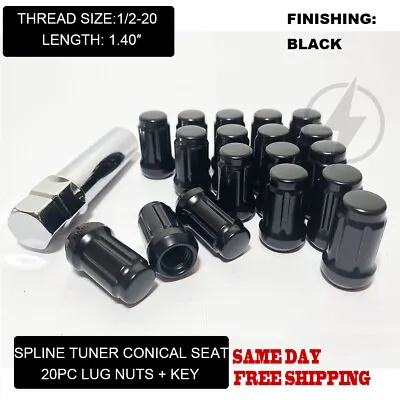 Fit Ford Taurus Explorer Flex Mustang Spline Tuner 1.4'' Lug Nut 1/2-20 Black 20 • $19.28