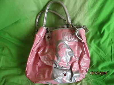 £14.99 • Buy Pink Patent Rock Chick Girl Silver Tote Bag Emo WOMENS Girls