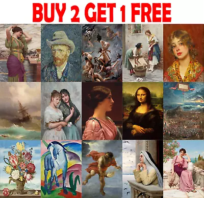 £2.55 • Buy Famous & Historical Prints Classic Artist Vintage Fine Art Home Decor Wall Art