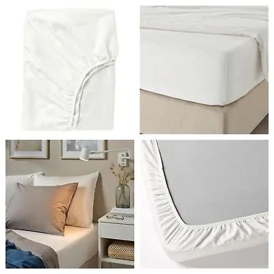 IKEA FÄRGMÅRA 100% Pure Cotton White Fitted Bed Sheet 90x190cm UK Single White • £12.97