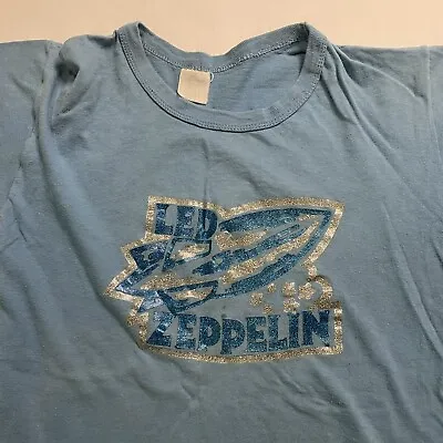 Vintage 70s Led Zeppelin T Shirt Large Tour Rock Band Tee Rare Blue • $150