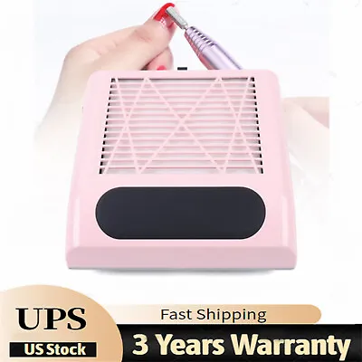 80W Nail Dust Collector Nail Dust Suction Fan Manicure Nail Vacuum Cleaner Pink • $28.20