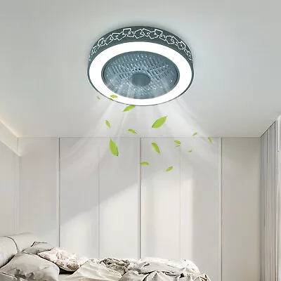 20  Ceiling Fan Light Enclosed Round LED Ceiling Light Fan W/ Invisible 7 Blades • $60.16