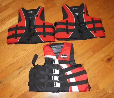 3 Adult Water Ski Life Vest Jacket Flotation Device Sz L/XL Stearns & Xcelerator • $49.99