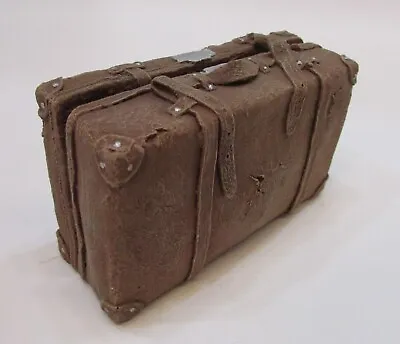 Vintage 1990s Heavy 1 Lb Stone Resin Miniature 4  Old Style Strap Suitcase Model • $25