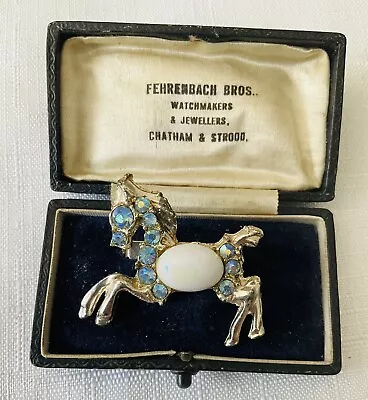 Vintage  Charles Horner Staybrite Silver And Opal Cabochon Horse Brooch L1.5” • £8