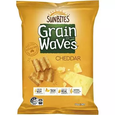 Sunbites Grain Waves Wholegrain Chips Cheddar Cheese Pack 170g • $15