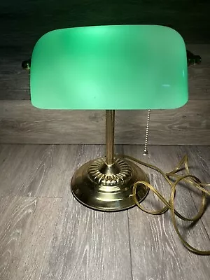 Bankers Lamp Green Shade Gold Colored Base Vintage  • $33.99