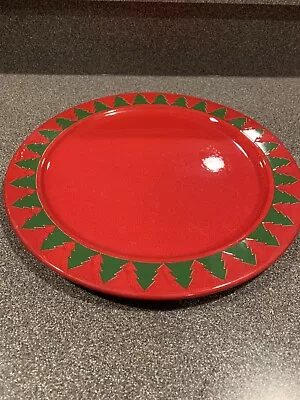 Waechtersbach  12  Cake Plate Serving Platter Christmas Pine Trees Red Germany • $19.99