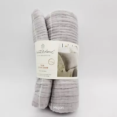 1 Microstripe Jacquard Standard Pillow Sham Jet Gray Hearth & Hand With Magnolia • $13.99