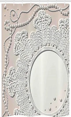 Vintage Stall Shower Curtain Medallion Lace Ornate Pearl • £17.99