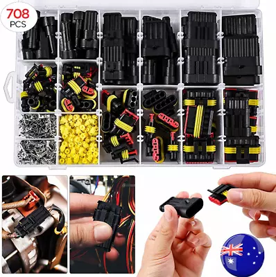 708x 12V Waterproof Electrical Wire Connectors Plug Terminal Kit 1/2/3/4/5/6 Pin • $32.95