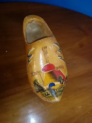 Vintage Hand Carved Hand Painted Souvenir Wooden Shoe Holland Mich.  Marianne  • $9.99