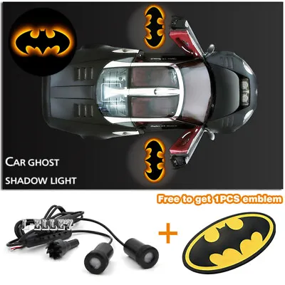 $18.39 • Buy Car Door Projector Yellow Dark Knight Batman Ghost Shadow Light +1 Batman Emblem