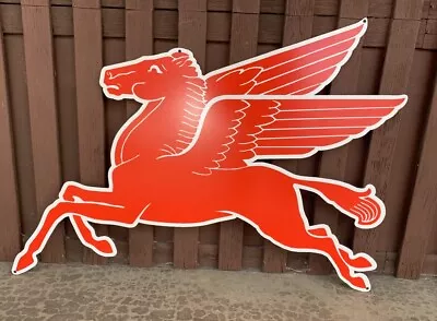 Mobil Gas Flying Red Horse Pegasus JUMBO Heavy Steel Metal Sign 47  Oil Left F • $999.99