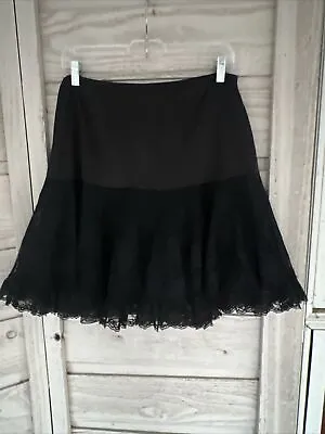 VINTAGE | Black Lace JENELLE Petticoat Midi Skirt Size  L XL? • $20