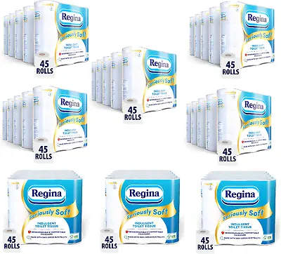 Regina Seriously Soft Indulgent Tissue 3ply Toilet Roll Pack 9 Rolls Or 45 Rolls • £8.95