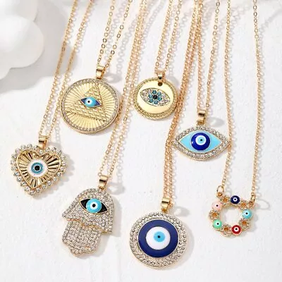 Retro Lucky Evil Eye Crystal Pendant Necklace Women Men Party Jewelry Gift Hot • $1.74