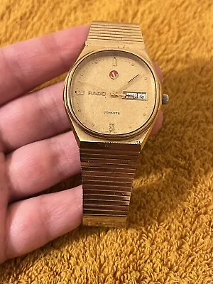 Vintage Rado Voyager Gents Mens Automatic Swiss Watch Wristwatch Gold Dial • £120