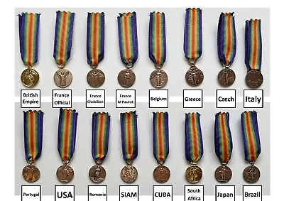 REPRODUCTION WW1 16 Inter-Allied Country USA Victory Medals MINIATURE [VICx16] • $74.98