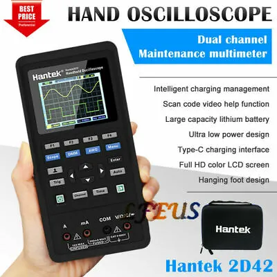 Hantek 2D42 2 Channel 3in1 Handheld Oscilloscope DMM Multimeter Tester  • $129.99