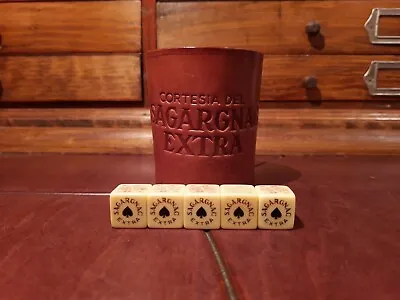 Vintage Mexican Cognac Sagargnac Leather Dice Cup Gambling Bar FROM 40'S Htf • $69.99