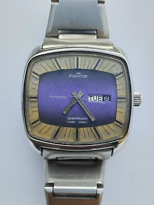 Vintage FORTIS Spaceleader Automatic Day-Date Men's Rare Wristwatch Swiss Made • $198