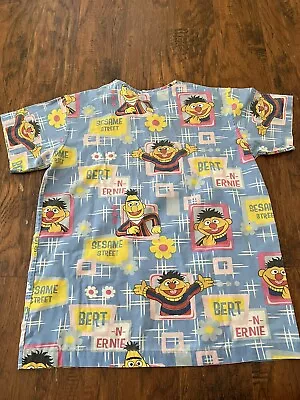 Bert And Ernie Sesame Street Elmo Small Scrub Top Dr Nurse Vet Tech Medical • $14