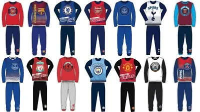 Boys Kids Football Club Pyjamas Nightwear Arsenal Chelsea PJs Long Sleeve LFC • £7.99