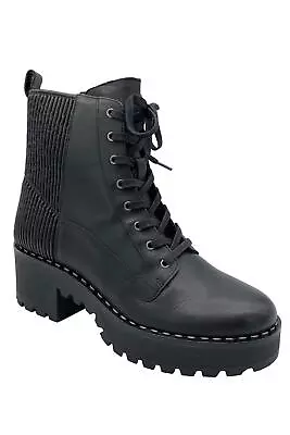 Vince Camuto Leather Or Suede Lace-Up Boots Movelly Black • $39.99