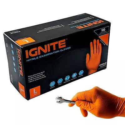 Disposable Gloves Nitrile Orange Mechanics Valeting Latex Free Extra Strong • £149.99