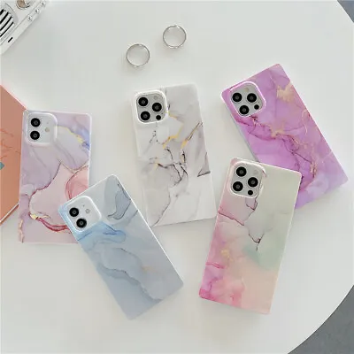 $14.39 • Buy Luxury Marble Square Cover For IPhone 11 12 13 Pro Max  7 8 + XR XS Phone Case 
