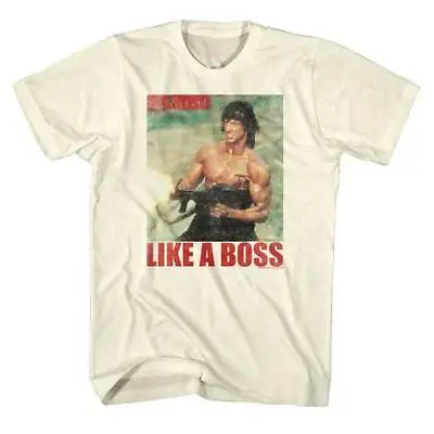 Rambo First Blood Machine Gun Like A Boss Men's T Shirt 80's Movie Merch • £38.02