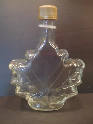 Maple Leaf Clear Glass Bottle Figural With Original Cap 6-3/4  Great For Syrup • $11.99