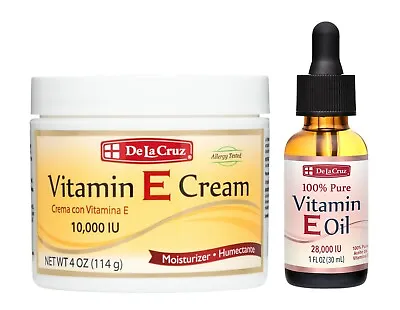 De La Cruz 100% Pure Vitamin E Oil 28000 IU + Vitamin E Cream 10000 IU 4 OZ • $14.99