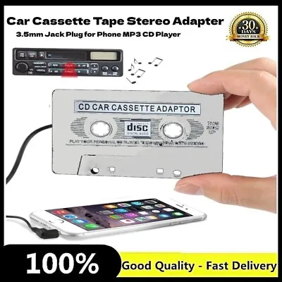 CAR AUDIO TAPE CASSETTE ADAPTER IPHONE IPOD MP3 CD RADIO NANO 3.5mm JACK AUX UK • £2.18