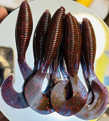 5” BIG Fat Grub Tail 6 Pack Fishing Lure Oiled & Scented (ZOMBIE BLOOD) • $7.49