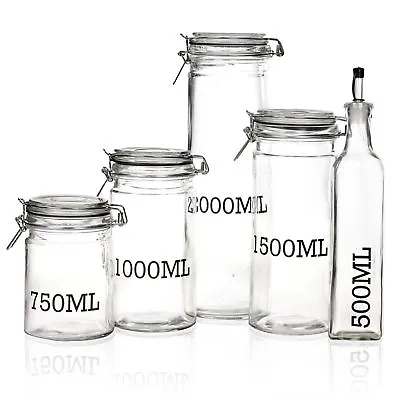 £4.99 • Buy Large Glass Storage Jar With AirTight Sealed Metal Clamp Lid Tall Kitchen Cookie