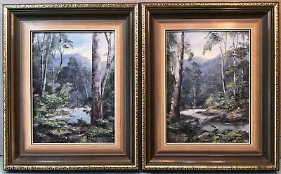 Mary Watson Pair Of Miniature Landscape Oil Paintings Circa 1970s • $113.28