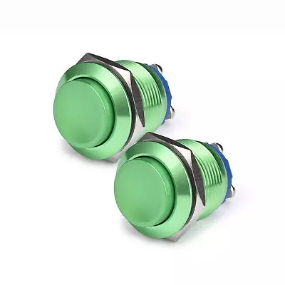 (Pack Of 2) 19MM Momentary Push Button Switch 5A Aluminium Alloy Shell 12V 24V 3 • $15.88