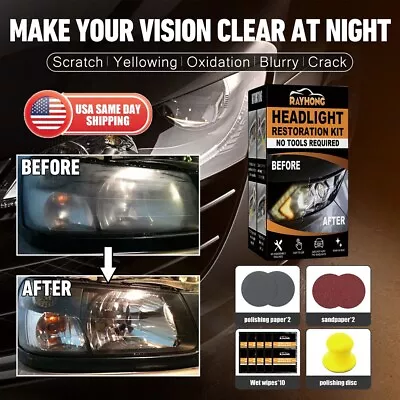 Ceramic Car Headlight Restoration Cleaner  Kit Scratch Renovation Tool 3 Steps • $12.99