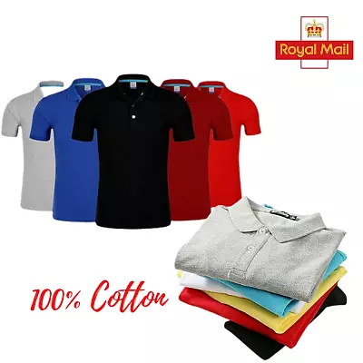 Men's Polo Shirt Short Sleeve 100% Cotton Work Wear Uniform Pique Polo S - 4XL • £6.45