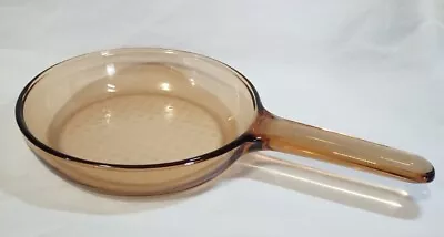 Corning Ware Visions 7 Inch Waffle Bottom Frying Pan Skillet Amber Glass • $10