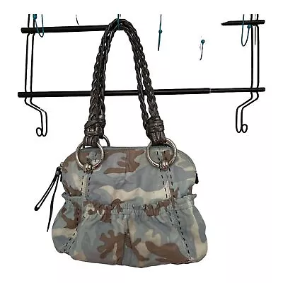 B. Makowsky Genuine Leather Caroline Shoulder Bag Satchel Camo Print Blue • $25.39