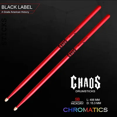 $24 • Buy Drum Sticks Chaos 5b Drumsticks – Chromatics Red Drum Sticks American Hickory