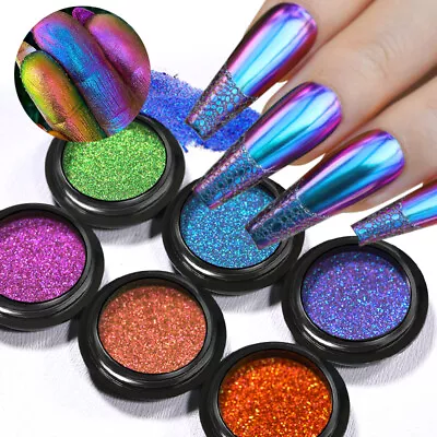 NICOLE DIARY Nail Mirror Glitter Effect Powder Dust + Cat Magnetic Mixing Gel • $1.77