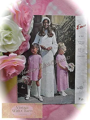 £3.09 • Buy Vintage Crochet Pattern For Wedding Dress, Bridesmaid & Flower Girl Dress